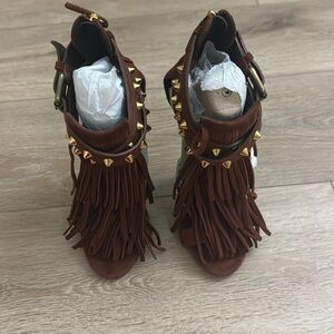 Giuseppe Zanotti Brown Fringe Heels